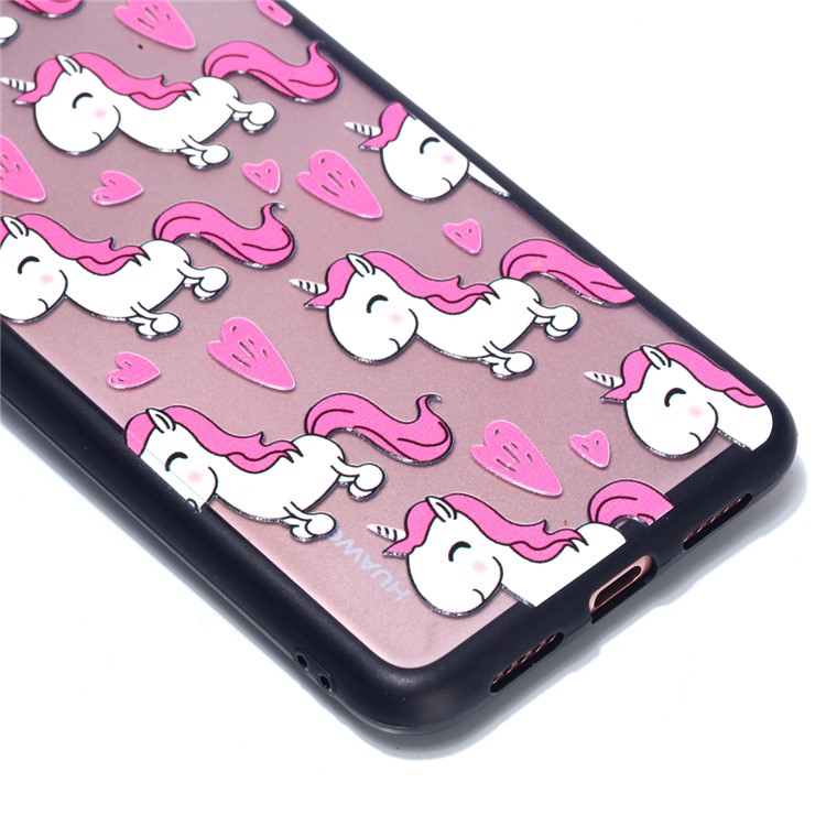For Huawei P20 Pro Embossed Rubberized PC TPU Hybrid Mobile Cover - Unicorns-3