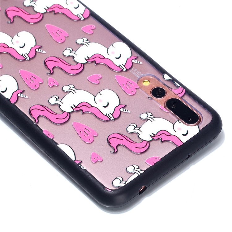 For Huawei P20 Pro Embossed Rubberized PC TPU Hybrid Mobile Cover - Unicorns-4
