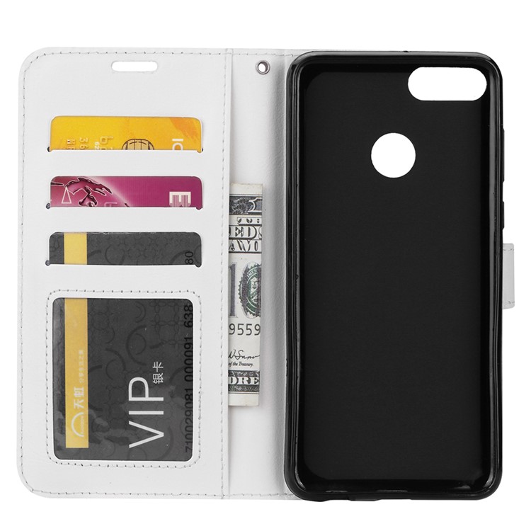 Crazy Horse Texture Wallet Stand Leather Cover for Huawei Y9 (2018) / Enjoy 8 Plus - White-4