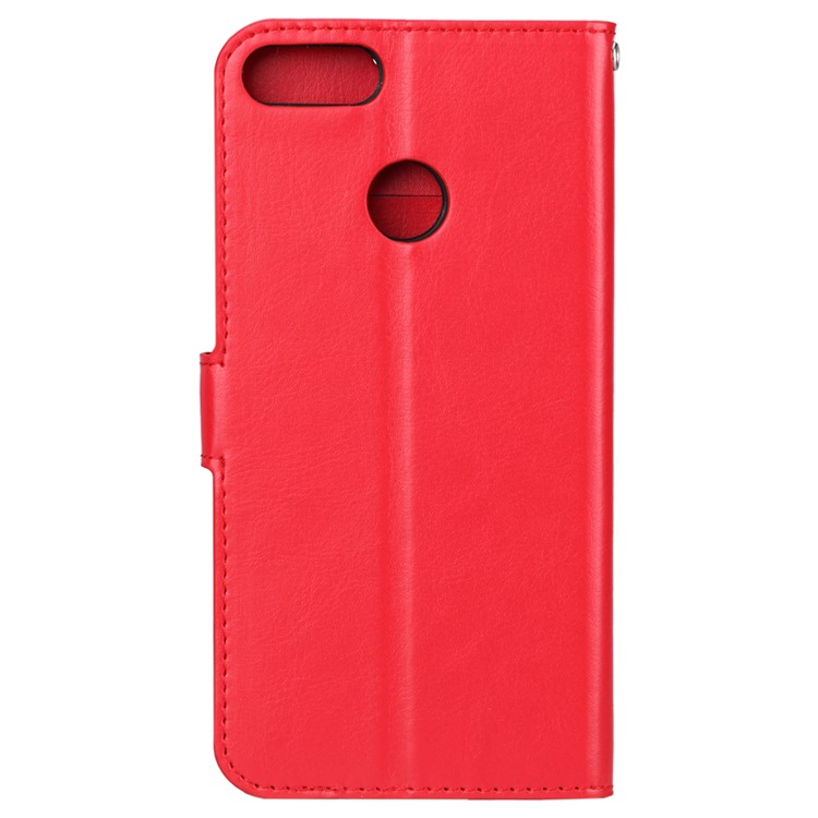Crazy Horse Texture Wallet Stand Leather Shell for Huawei Y9 (2018) / Enjoy 8 Plus - Red-3