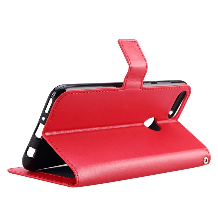 Crazy Horse Texture Wallet Stand Leather Shell for Huawei Y9 (2018) / Enjoy 8 Plus - Red-5