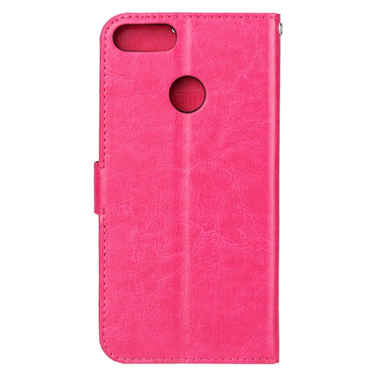Crazy Horse Texture Wallet Stand Leather Phone Case for Huawei Y9 (2018) / Enjoy 8 Plus - Rose-3