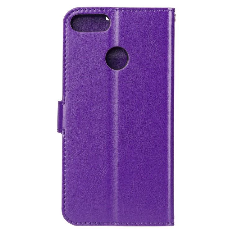 Crazy Horse Texture Wallet Stand Leather Phone Cover for Huawei Y9 (2018) / Enjoy 8 Plus - Purple-3
