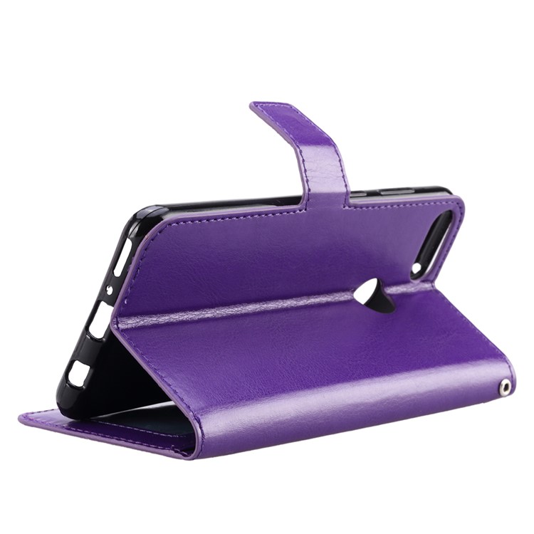 Crazy Horse Texture Wallet Stand Leather Phone Cover for Huawei Y9 (2018) / Enjoy 8 Plus - Purple-5