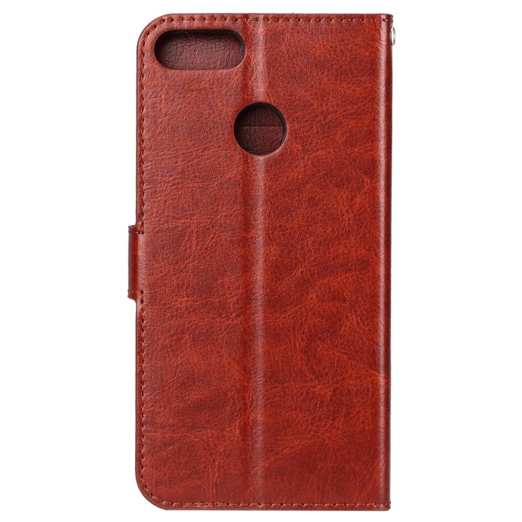 Crazy Horse Texture Wallet Stand Leather Mobile Casing for Huawei Y9 (2018) / Enjoy 8 Plus - Brown-3