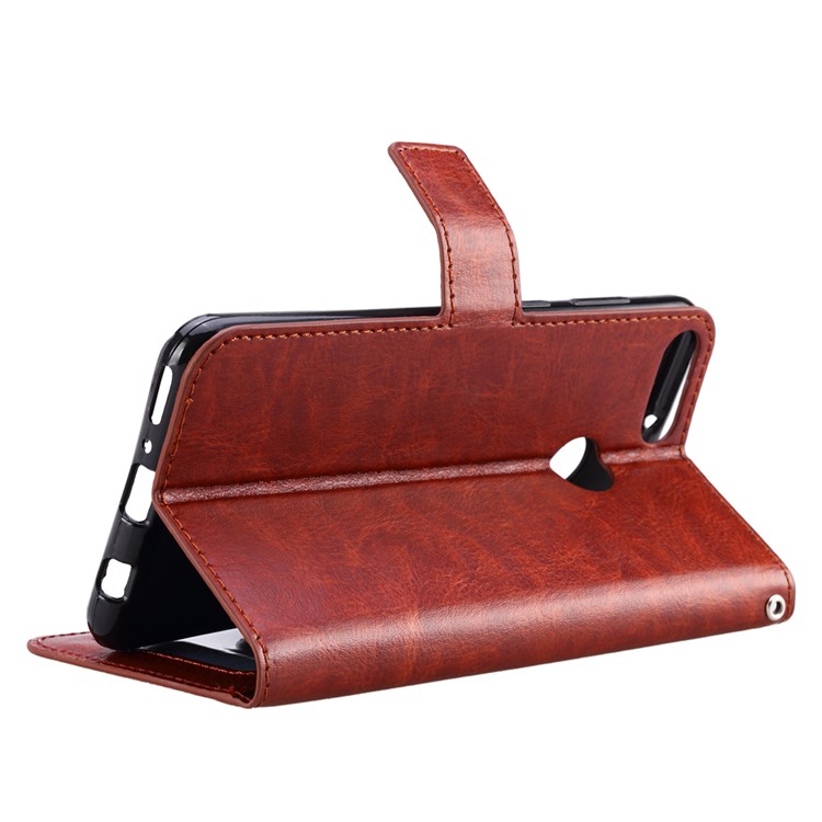 Crazy Horse Texture Wallet Stand Leather Mobile Casing for Huawei Y9 (2018) / Enjoy 8 Plus - Brown-5