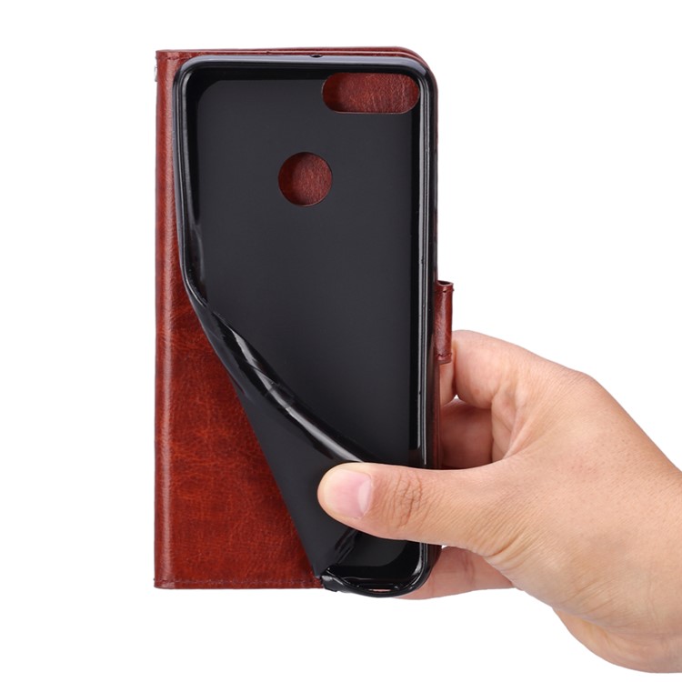 Crazy Horse Texture Wallet Stand Leather Mobile Casing for Huawei Y9 (2018) / Enjoy 8 Plus - Brown-6