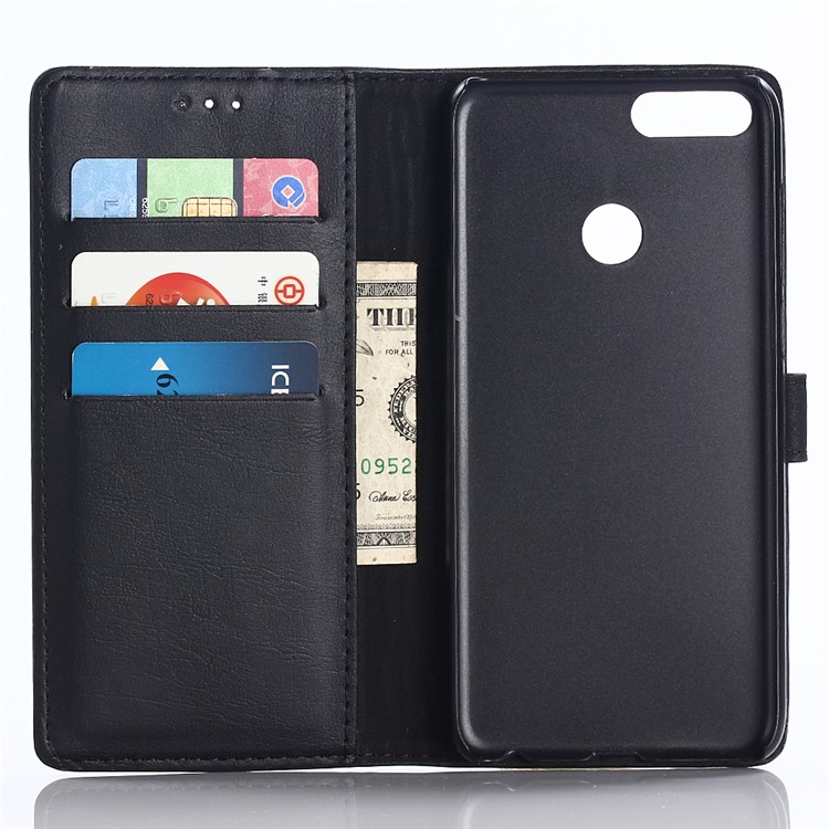 Crazy Horse Texture Retro Style Leather Wallet Case for Huawei Y9 (2018)/Enjoy 8 Plus - Black-4