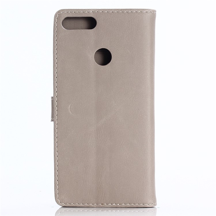 Crazy Horse Texture Retro Style Leather Wallet Cover for Huawei Y9 (2018)/Enjoy 8 Plus - Grey-2