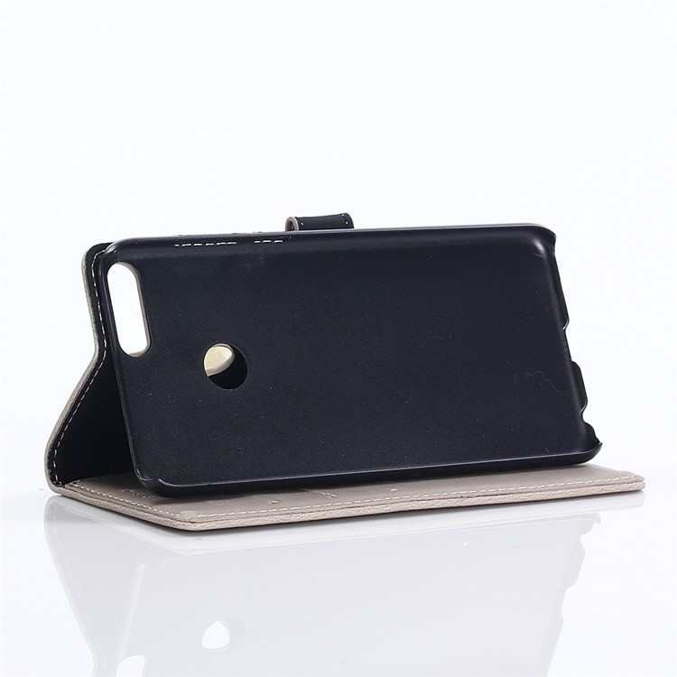 Crazy Horse Texture Retro Style Leather Wallet Cover for Huawei Y9 (2018)/Enjoy 8 Plus - Grey-4