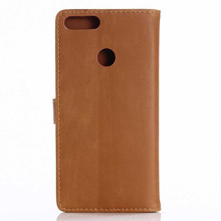 Crazy Horse Texture Retro Style Leather Wallet Phone Case for Huawei Y9 (2018)/Enjoy 8 Plus - Brown-2