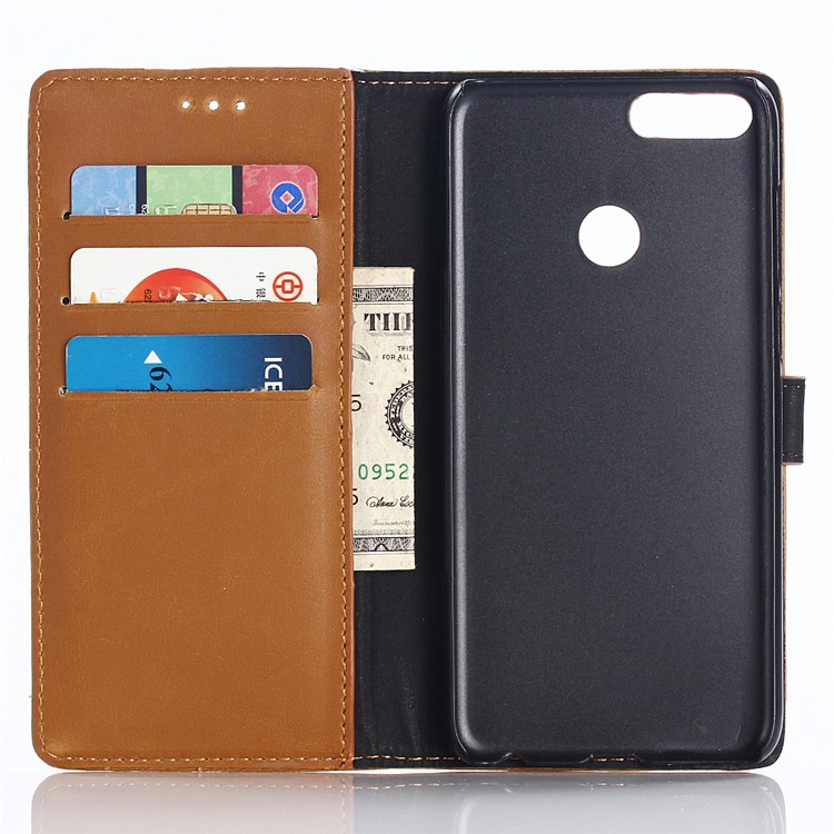 Crazy Horse Texture Retro Style Leather Wallet Phone Case for Huawei Y9 (2018)/Enjoy 8 Plus - Brown-3