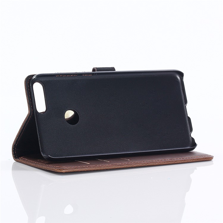 Crazy Horse Texture Retro Style Leather Wallet Mobile Cover for Huawei Y9 (2018)/Enjoy 8 Plus - Coffee-4