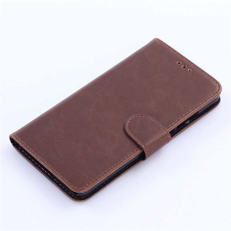 Crazy Horse Texture Retro Style Leather Wallet Mobile Cover for Huawei Y9 (2018)/Enjoy 8 Plus - Coffee-5