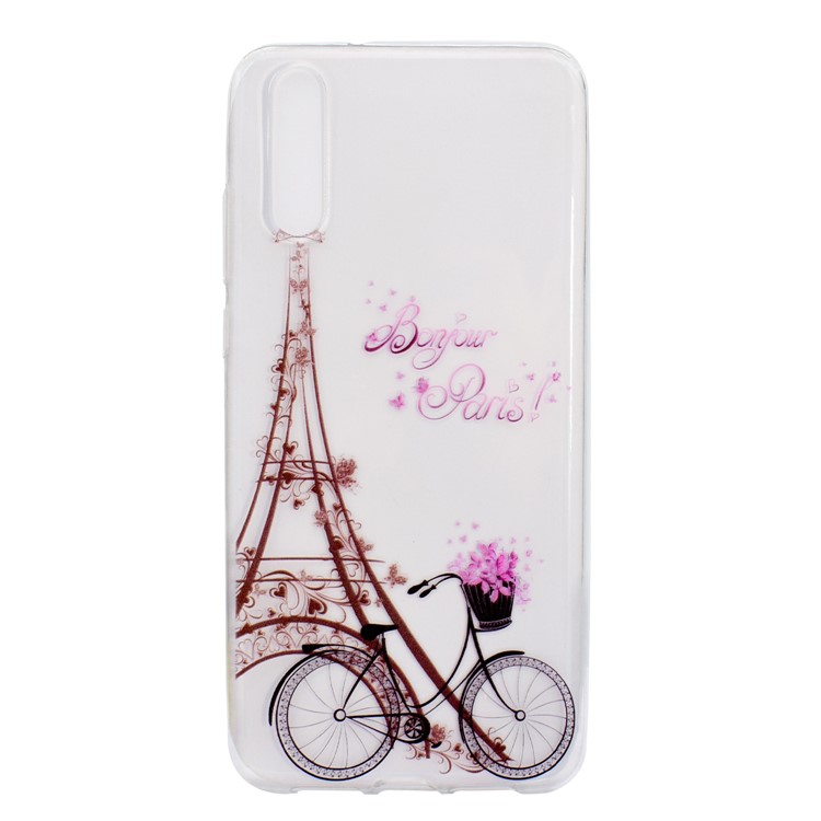Pattern Printing Soft TPU Back Phone Case for Huawei P20 - Eiffel Tower and Bicycle-2