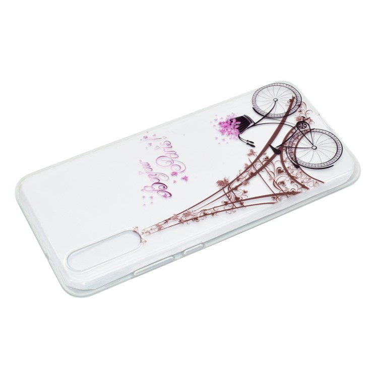 Pattern Printing Soft TPU Back Phone Case for Huawei P20 - Eiffel Tower and Bicycle-4