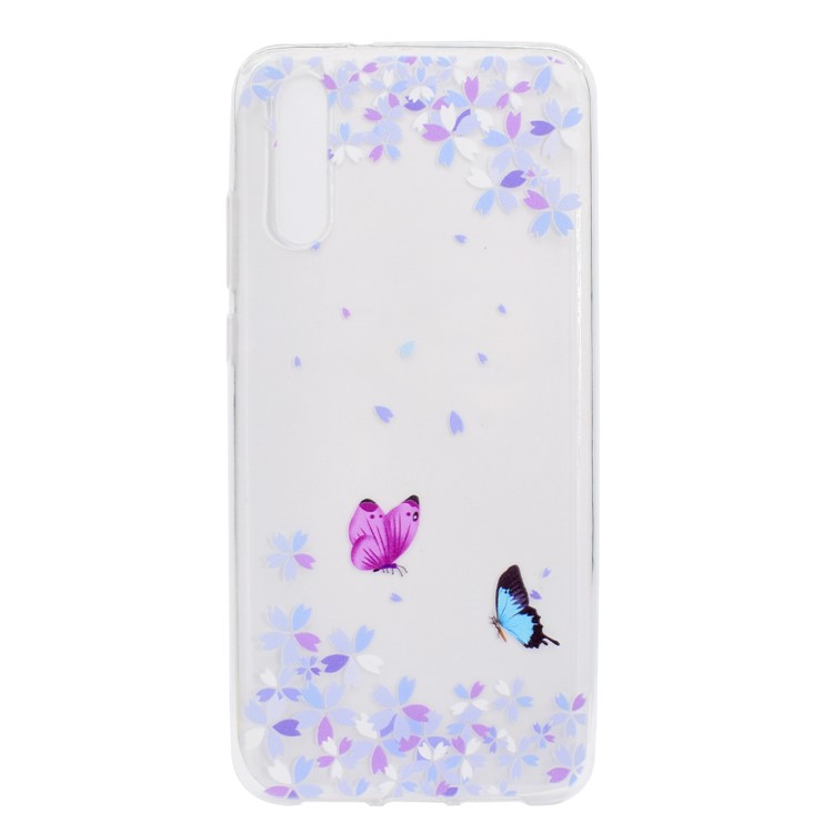 Pattern Printing Soft TPU Back Phone Cover for Huawei P20 - Butterfly and Flower-2