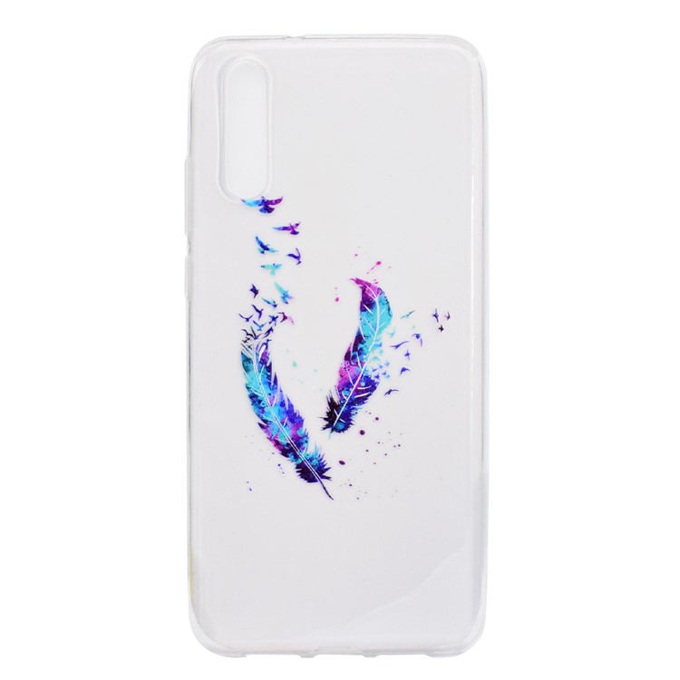Pattern Printing Soft TPU Back Phone Shell for Huawei P20 - Feather and Bird-2