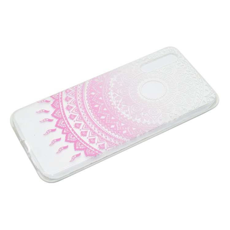 Pattern Printing Soft TPU Back Mobile Case for Huawei P20 - Clear and Pink Mandala-3