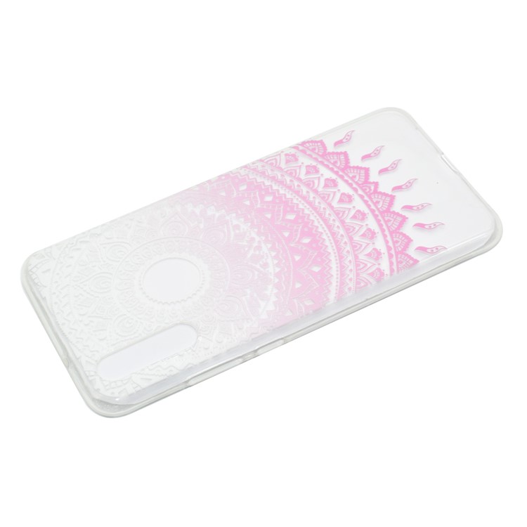 Pattern Printing Soft TPU Back Mobile Case for Huawei P20 - Clear and Pink Mandala-4