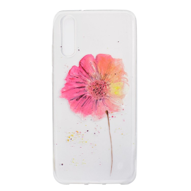 Pattern Printing Soft TPU Back Mobile Casing for Huawei P20 - Red Flower-2