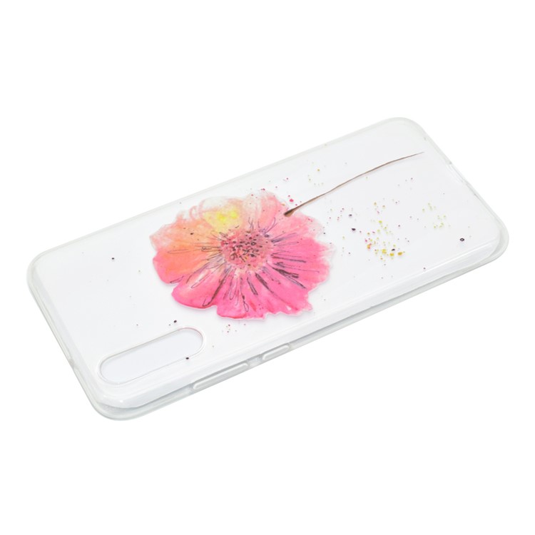 Pattern Printing Soft TPU Back Mobile Casing for Huawei P20 - Red Flower-4