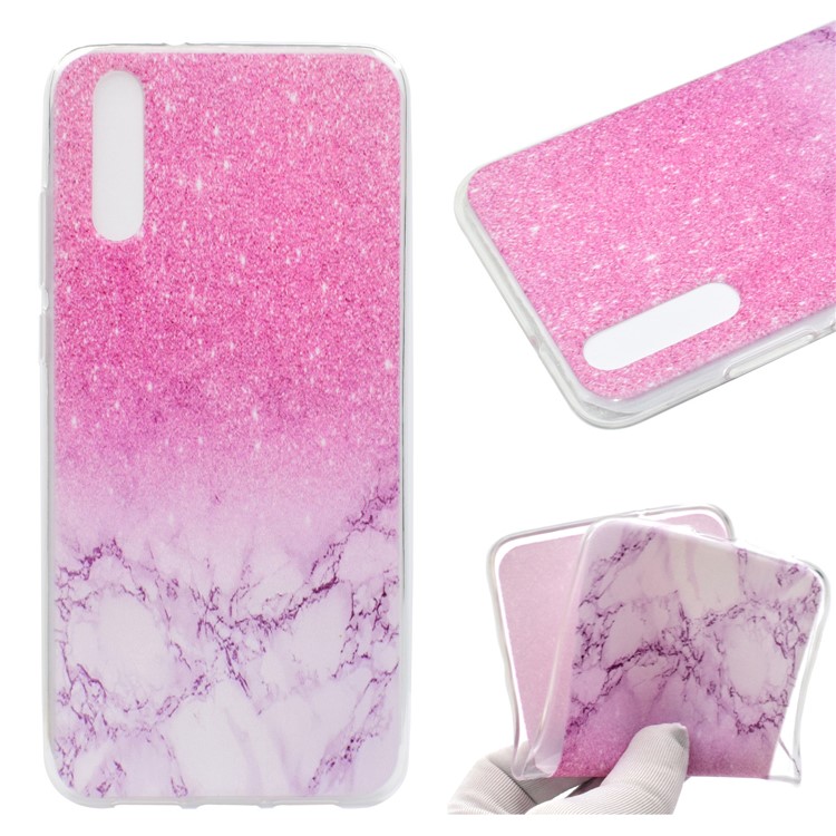 Pattern Printing Soft TPU Back Cover for Huawei P20 Pro - Pink Marble-1