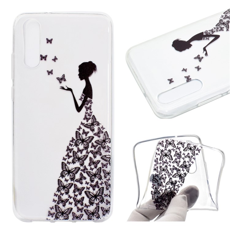 Pattern Printing Soft TPU Back Shell for Huawei P20 Pro - Butterfly Girl-1