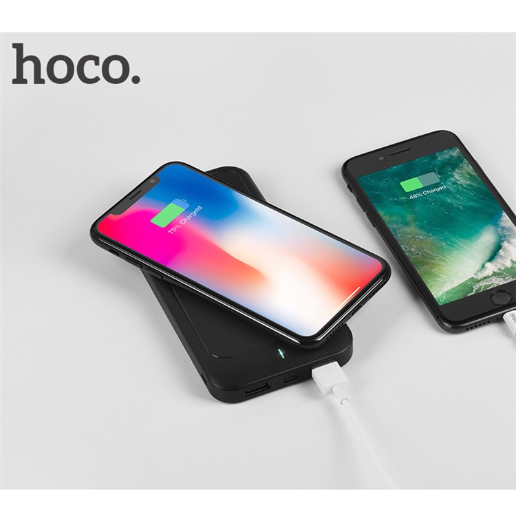 HOCO J14 10000mAh Graceful Energy Qi Wireless Charger + Dual USB Power Bank - Black-1