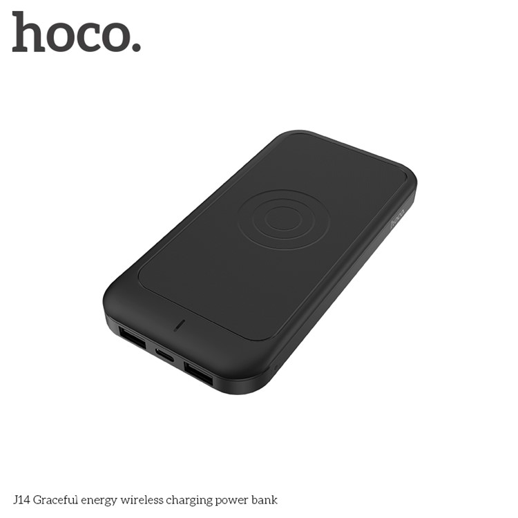 HOCO J14 10000mAh Graceful Energy Qi Wireless Charger + Dual USB Power Bank - Black-2