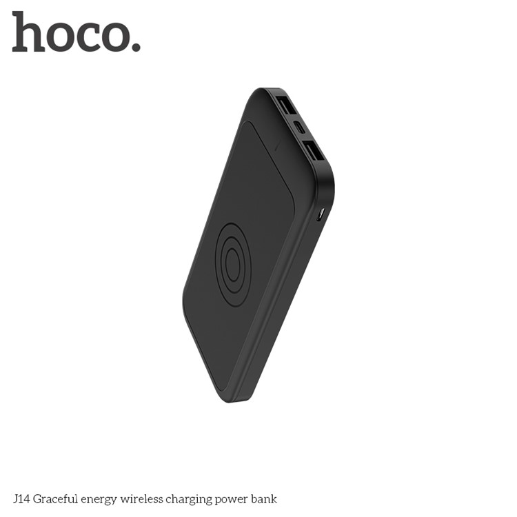 HOCO J14 10000mAh Graceful Energy Qi Wireless Charger + Dual USB Power Bank - Black-3