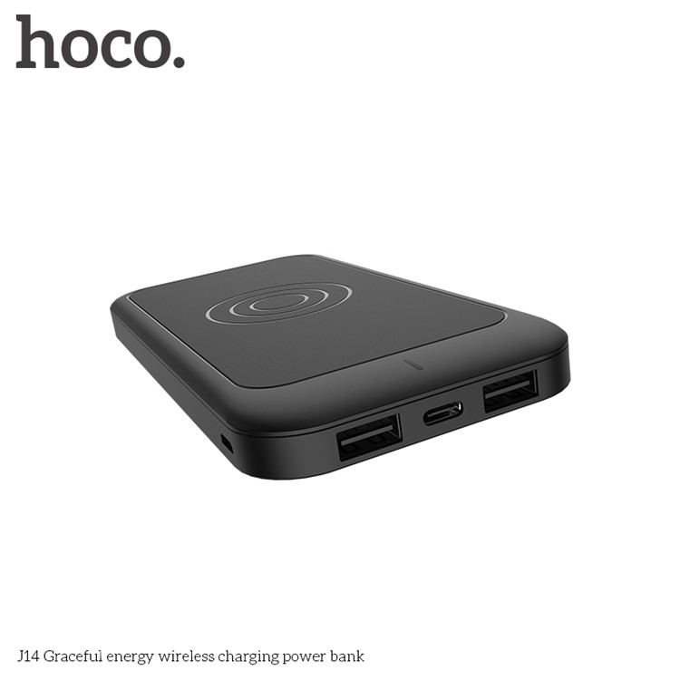 HOCO J14 10000mAh Graceful Energy Qi Wireless Charger + Dual USB Power Bank - Black-5