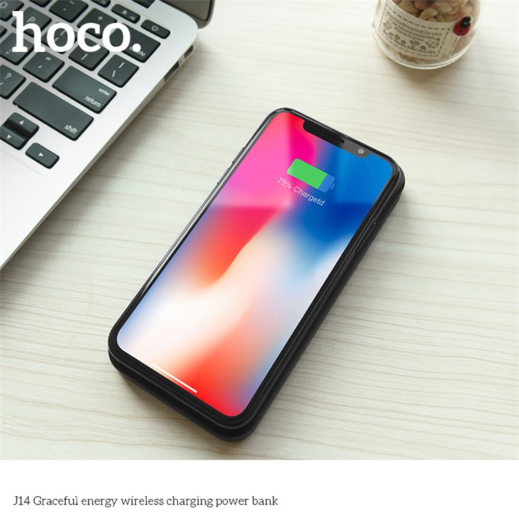HOCO J14 10000mAh Graceful Energy Qi Wireless Charger + Dual USB Power Bank - Black-7