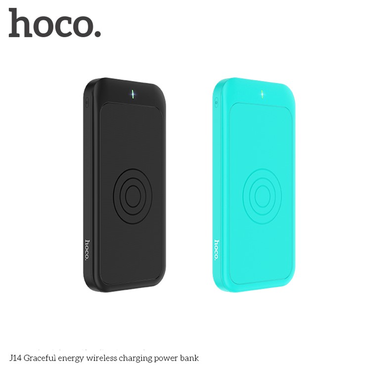 HOCO J14 10000mAh Graceful Energy Qi Wireless Charger + Micro USB/Type C Input Power Bank - Cyan-2