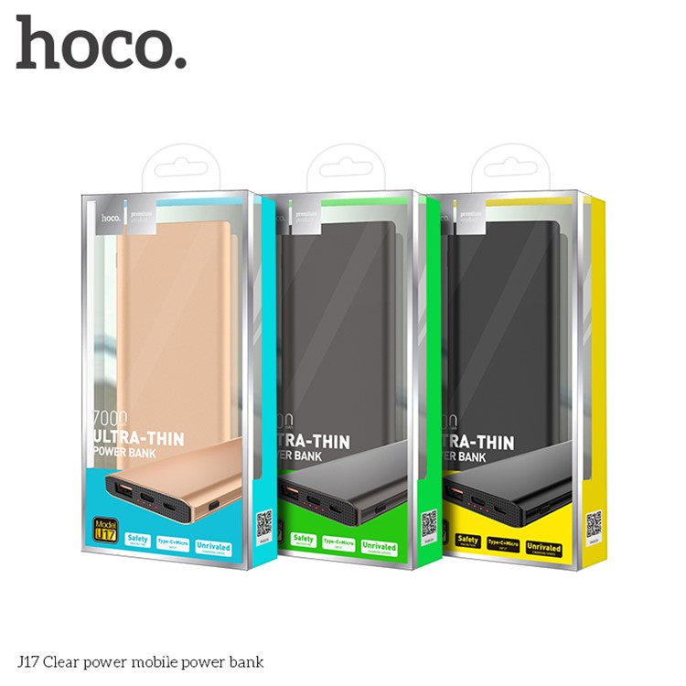 HOCO J17 7000mAh Clear Power Battery Charger with Micro USB & Type-C Input - Black-7