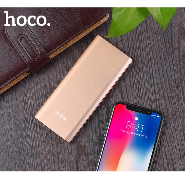 HOCO J17 7000mAh Clear Portable Power Bank Charger with Micro USB & Type-C Input - Gold-1