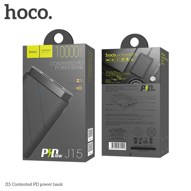 HOCO J15 18W 10000mAh Contented PD Power Bank Dual USB Output-10