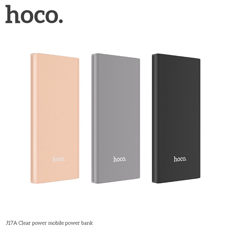 HOCO J17A 10000mAh Clear Portable Power Bank with Dual USB Outputs - Grey-2
