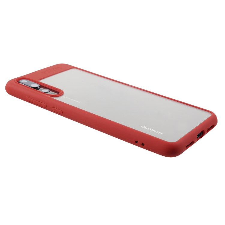 Silicone Frame + Transparent Acrylic Combo Cellphone Shell for Huawei P20 Pro - Red-3