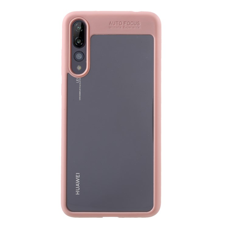 Silicone Frame + Transparent Acrylic Combo Cellphone Case Shell for Huawei P20 Pro - Pink-1