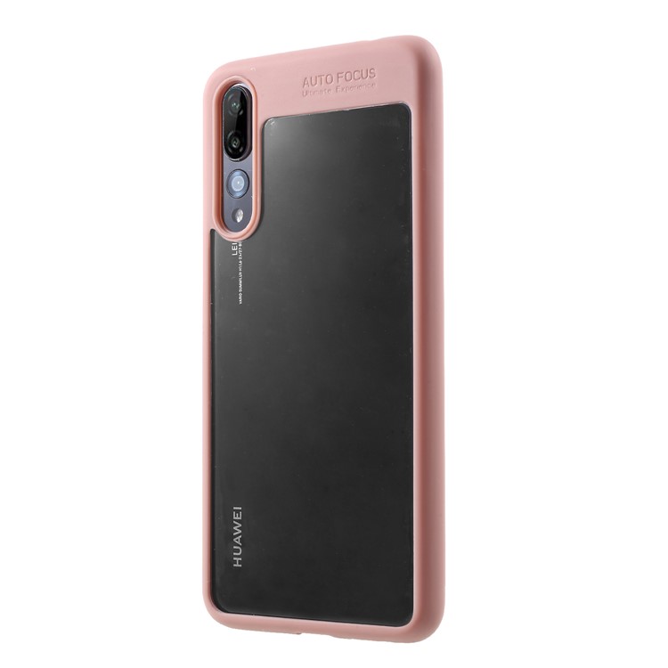 Silicone Frame + Transparent Acrylic Combo Cellphone Case Shell for Huawei P20 Pro - Pink-3