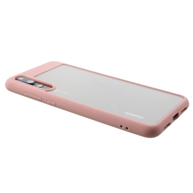 Silicone Frame + Transparent Acrylic Combo Cellphone Case Shell for Huawei P20 Pro - Pink-4