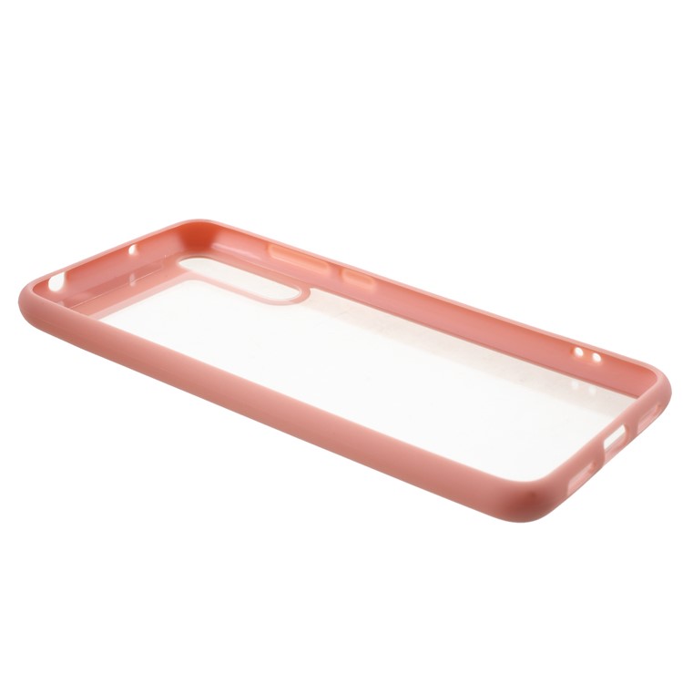 Silicone Frame + Transparent Acrylic Combo Cellphone Case Shell for Huawei P20 Pro - Pink-5