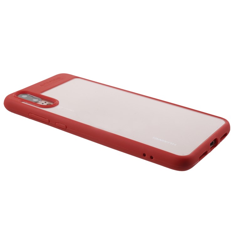 Silicone Frame + Transparent Acrylic Combo Mobile Case Cover for Huawei P20 - Red-3