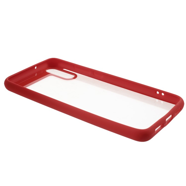 Silicone Frame + Transparent Acrylic Combo Mobile Case Cover for Huawei P20 - Red-4