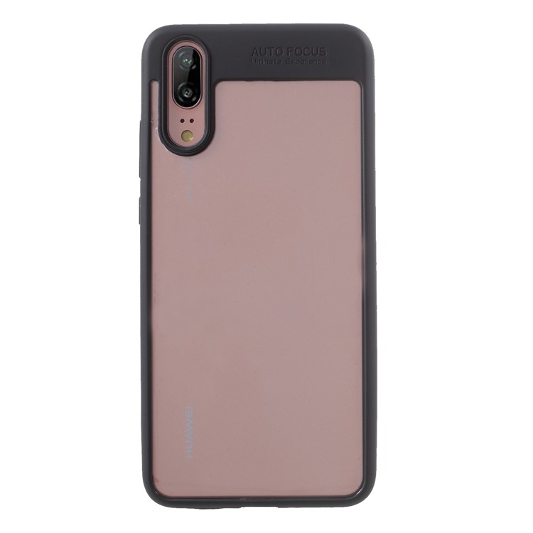 Silicone Frame + Transparent Acrylic Combo Cellphone Cover for Huawei P20 - Black-1