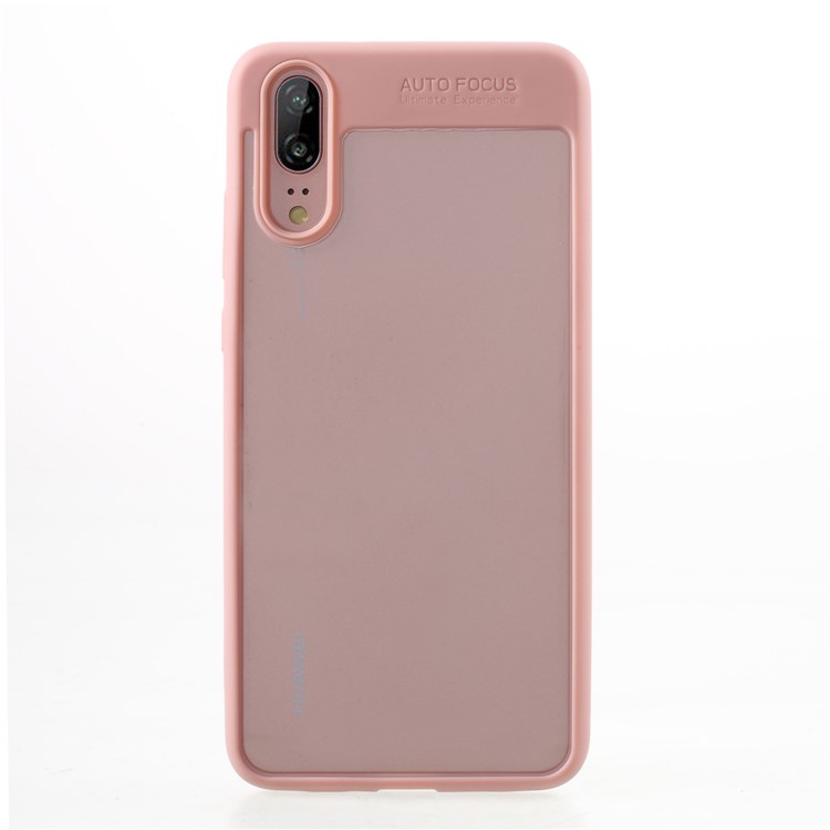 Silicone Frame + Transparent Acrylic Combo Cellphone Shell for Huawei P20 - Pink-1