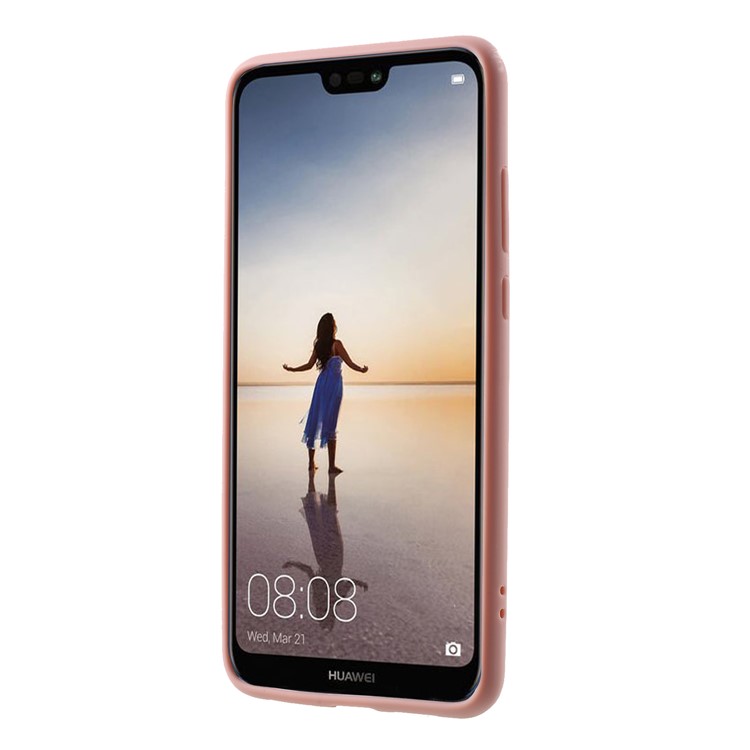 Silicone Frame + Transparent Acrylic Combo Cellphone Shell for Huawei P20 - Pink-2