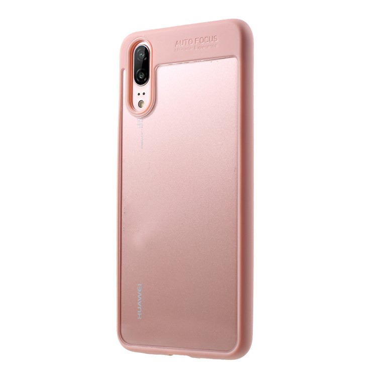 Silicone Frame + Transparent Acrylic Combo Cellphone Shell for Huawei P20 - Pink-3
