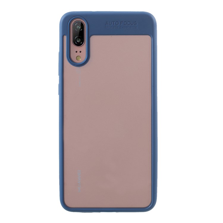 Silicone Frame + Transparent Acrylic Combo Cellphone Case for Huawei P20 - Blue-1